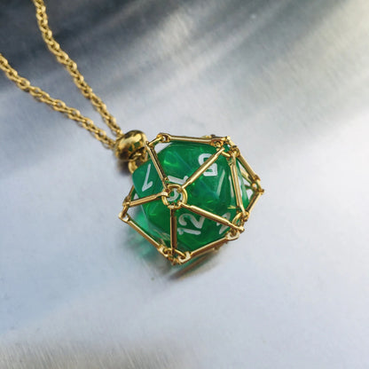 Board Game Acrylic 20D Dice Necklace Metal Net Cage Interchangeable Pendant Dice Necklace Accessories Lovers Fans Gift Props
