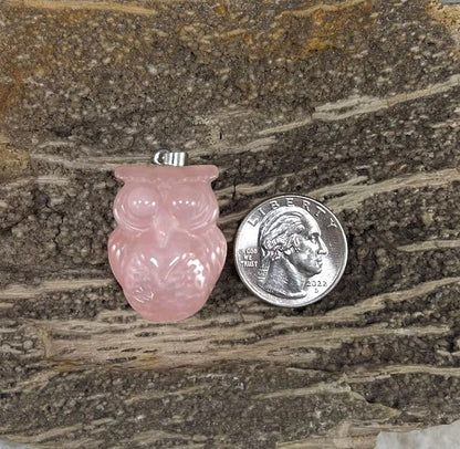 Owl, Carved Gemstone Pendants, 23x30mm (1pc)-5